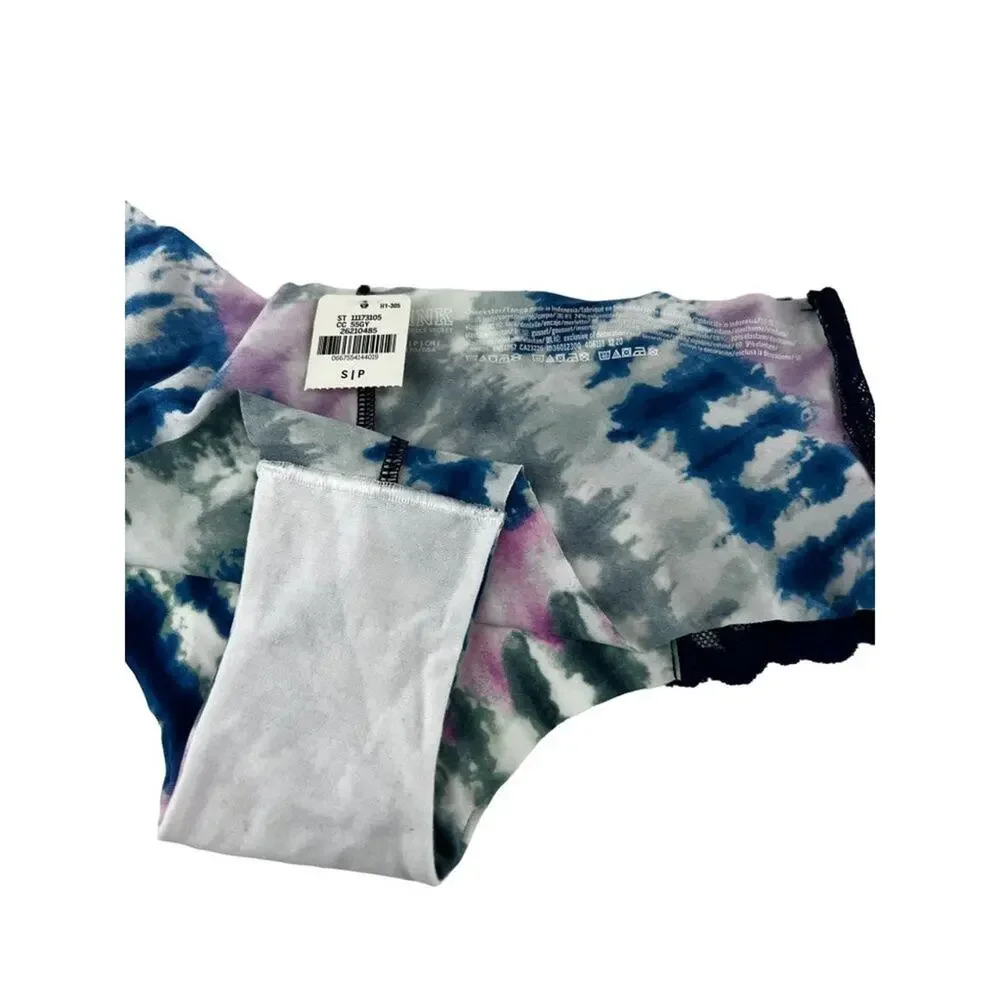 PINK Victoria's Secret Cheekster Colorful Tie Dye Lace Hip Accent Small